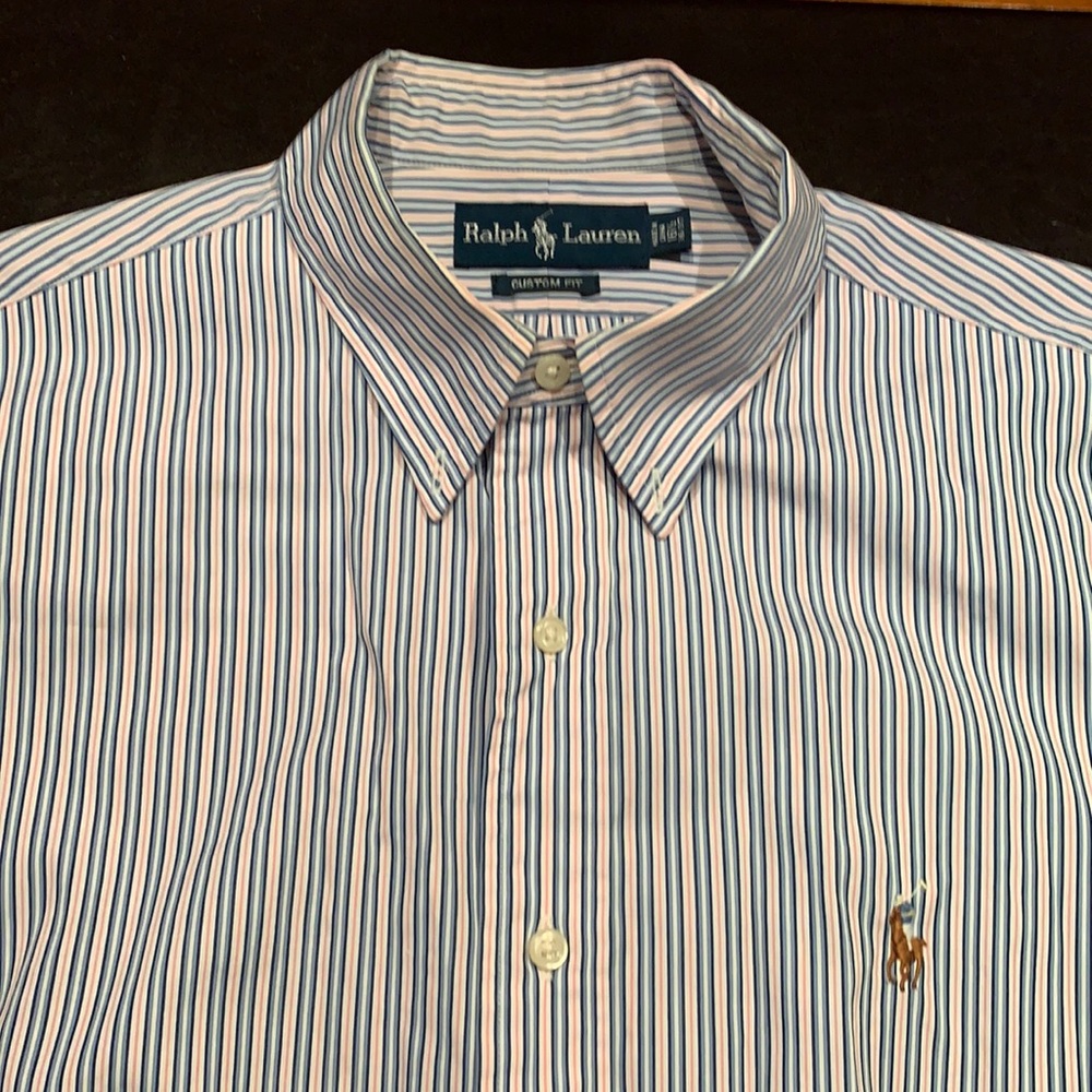 Ralph Lauren Custom Fit blue & pink striped shirt
